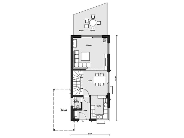 Fertighaus E 15-150.2 - Schmales Hauskonzept von SchwörerHaus Schlüsselfertig ab 390969€, Satteldach-Klassiker Grundriss 1