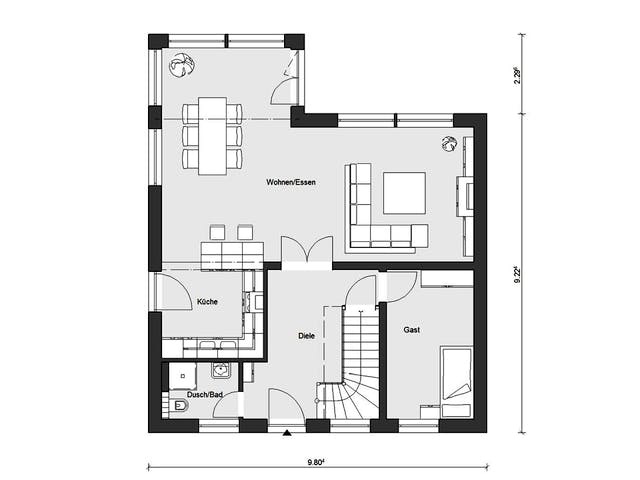 Fertighaus E 15-153.1 - Sonneninselhaus von SchwörerHaus Schlüsselfertig ab 423735€, Satteldach-Klassiker Grundriss 1