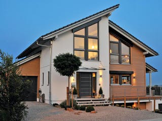 Fertighaus E 15-154.1 - Fertighaus mit Holz von SchwörerHaus Schlüsselfertig ab 446140€, Pultdachhaus Außenansicht 3