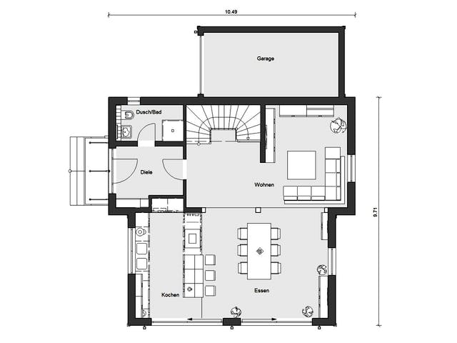 Fertighaus E 15-154.1 - Fertighaus mit Holz von SchwörerHaus Schlüsselfertig ab 446140€, Pultdachhaus Grundriss 1