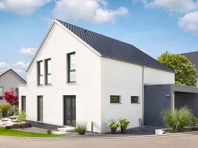 Fertighaus E 15-158.3 - Modernes Satteldachhaus von SchwörerHaus - Österreich Schlüsselfertig ab 416460€, Außenansicht 1 Fertighaus E 15-158.3 - Modernes Satteldachhaus von SchwörerHaus - Österreich Schlüsselfertig ab 416460€, Außenansicht 1