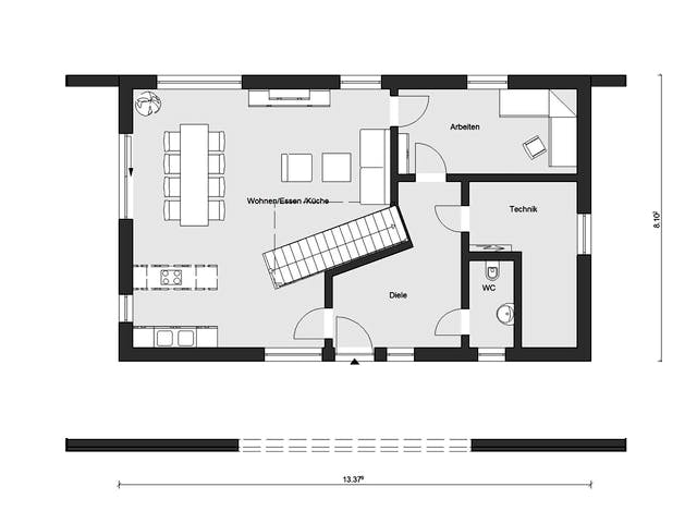 Fertighaus E 15-170.1 - Musterhaus Helmstorf von SchwörerHaus Schlüsselfertig ab 641560€, Satteldach-Klassiker Grundriss 1