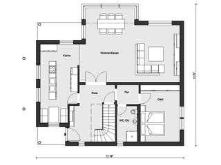 Fertighaus E 15-205.1 - Haus mit Wintergarten von SchwörerHaus Schlüsselfertig ab 576747€, Satteldach-Klassiker Grundriss 1