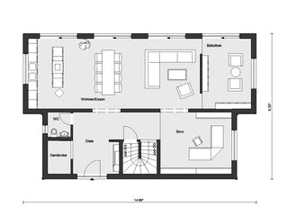 Fertighaus E 15-217.1 - Fertighaus mit 200 qm von SchwörerHaus Schlüsselfertig ab 630242€, Pultdachhaus Grundriss 1