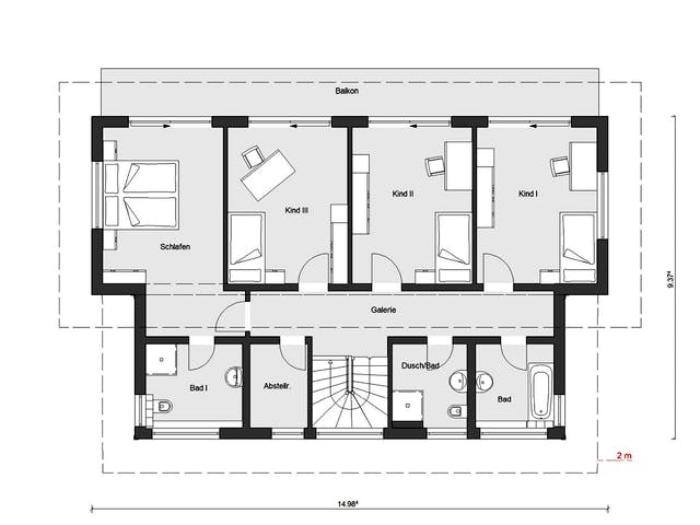 Fertighaus E 15-217.1 - Fertighaus mit 200 qm von SchwörerHaus Schlüsselfertig ab 630242€, Pultdachhaus Grundriss 2