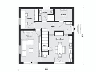 Fertighaus E15-150.5 - Im Bergischen Stil von SchwörerHaus Schlüsselfertig ab 381850€, Satteldach-Klassiker Grundriss 1