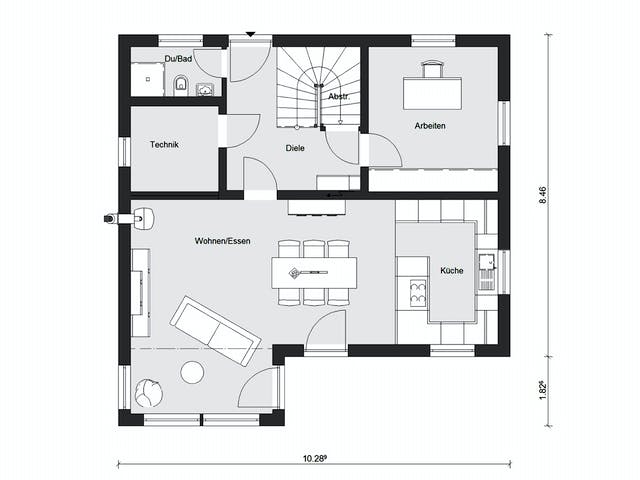 Fertighaus E 15-150.6 - Aktionshaus mit Sonneninsel von SchwörerHaus Schlüsselfertig ab 365653€, Grundriss 1