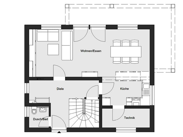 Fertighaus E 20-120.4 - Stadtvilla von SchwörerHaus Schlüsselfertig ab 317025€, Stadtvilla Grundriss 1