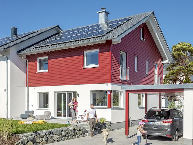 Fertighaus E 20-135.4 - Doppelhaus als Effizienzhaus 40 Plus von SchwörerHaus Schlüsselfertig ab 471258€, Außenansicht 1