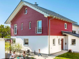 Fertighaus E 20-135.4 - Doppelhaus als Effizienzhaus 40 Plus von SchwörerHaus Schlüsselfertig ab 471258€, Außenansicht 2