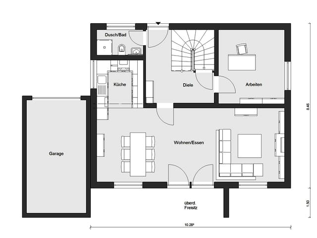 Fertighaus E 20-144.6 - Moderner Bauhausstil von SchwörerHaus Schlüsselfertig ab 375658€, Cubushaus Grundriss 1