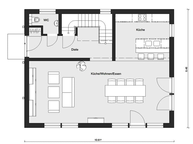 Fertighaus E 20-148.6 - Haus in rot von SchwörerHaus Schlüsselfertig ab 399224€, Satteldach-Klassiker Grundriss 1