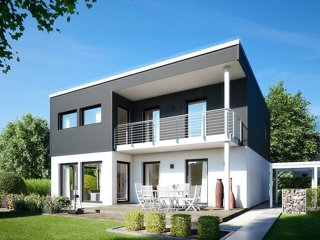 Fertighaus E 20-159.5 - Haus Kubus von SchwörerHaus Schlüsselfertig ab 462116€, Cubushaus Außenansicht 1