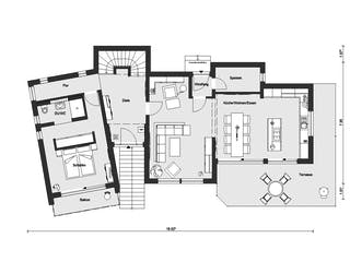 Fertighaus E 20-172.4 - Fertighaus mediterran von SchwörerHaus Schlüsselfertig ab 704818€, Satteldach-Klassiker Grundriss 1