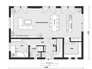 Fertighaus E 20-196.2 - Energiesparhaus von SchwörerHaus Schlüsselfertig ab 571672€, Pultdachhaus Grundriss 1