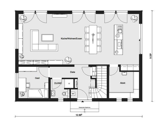 Fertighaus E 20-196.2 - Energiesparhaus von SchwörerHaus Schlüsselfertig ab 571672€, Pultdachhaus Grundriss 1