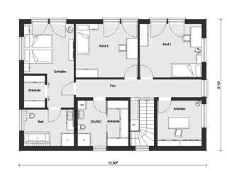 Fertighaus E 20-196.2 - Energiesparhaus von SchwörerHaus Schlüsselfertig ab 571672€, Pultdachhaus Grundriss 2