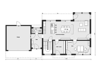 Fertighaus E 20-198.1 - Einfamilienhaus mit Z-Dach von SchwörerHaus Schlüsselfertig ab 737994€, Stadtvilla Grundriss 1