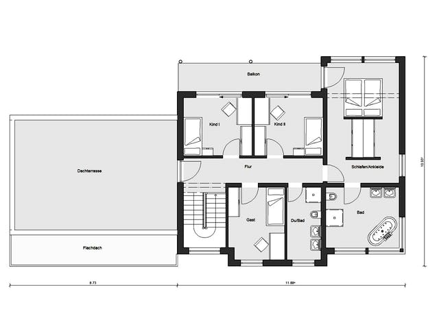 Fertighaus E 20-198.1 - Einfamilienhaus mit Z-Dach von SchwörerHaus Schlüsselfertig ab 737994€, Stadtvilla Grundriss 2