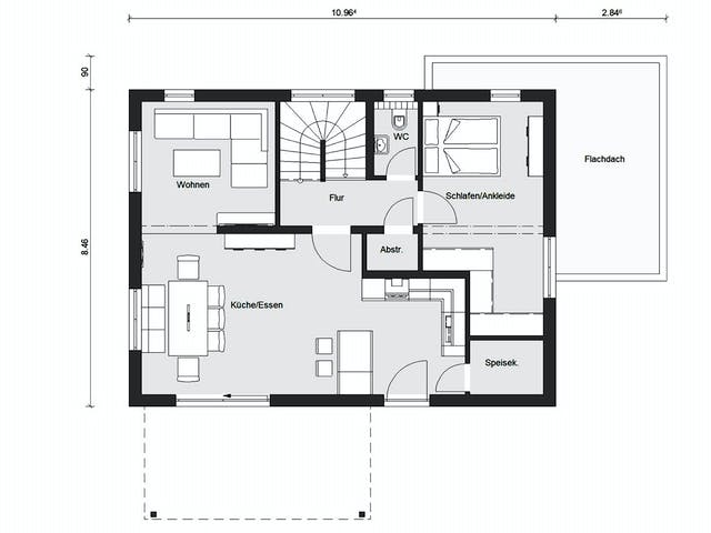 Fertighaus E 20-168.1 - Fertighaus im skandinavischen Landhausstil & Hampton-Flair von SchwörerHaus, Grundriss 1
