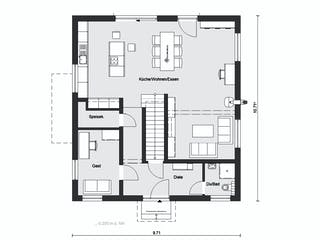 Fertighaus E 20-173.3 - Stadtvilla in Hanglage von SchwörerHaus Schlüsselfertig ab 477542€, Stadtvilla Grundriss 1