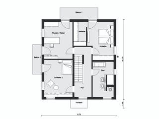 Fertighaus E 20-173.3 - Stadtvilla in Hanglage von SchwörerHaus Schlüsselfertig ab 477542€, Stadtvilla Grundriss 2