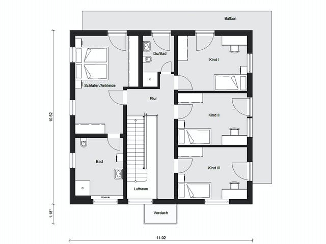 Fertighaus E 20-189.4 - Individuelle Stadtvilla nach eigenem Wunsch von SchwörerHaus Schlüsselfertig ab 549246€, Grundriss 2