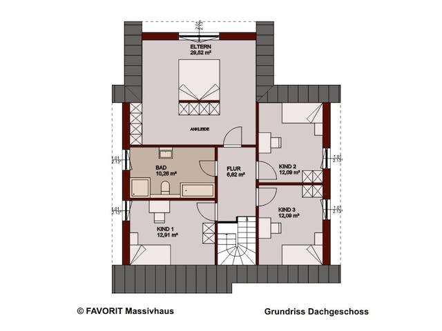 Massivhaus Select 168 von FAVORIT Massivhaus Schlüsselfertig ab 359840€, Satteldach-Klassiker Grundriss 2