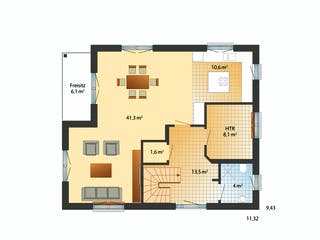 Fertighaus Solitüde von Danhaus Deutschland Schlüsselfertig ab 491654€, Stadtvilla Grundriss 1