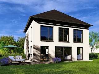 Massivhaus HAUSKONZEPT Villa von Splietker Bau, Stadtvilla Außenansicht 1
