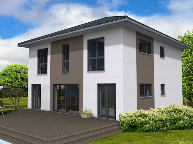 Fertighaus Stadtvilla 155 von Suckfüll Energiesparhaus Schlüsselfertig ab 432338€, Stadtvilla Außenansicht 1