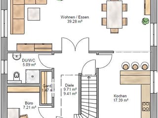 Fertighaus Stadtvilla 155 von Suckfüll Energiesparhaus Schlüsselfertig ab 432338€, Stadtvilla Grundriss 1