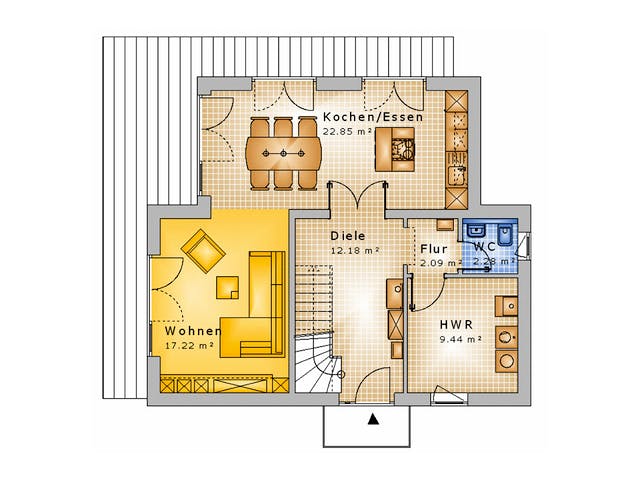 Massivhaus Haus mit Pultdach Variante 5 von Stein auf Stein Massivhaus, Pultdachhaus Grundriss 1
