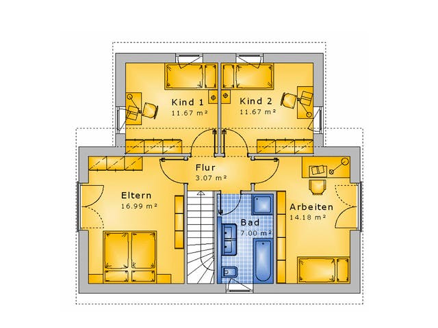 Massivhaus Haus mit Pultdach Variante 5 von Stein auf Stein Massivhaus, Pultdachhaus Grundriss 2