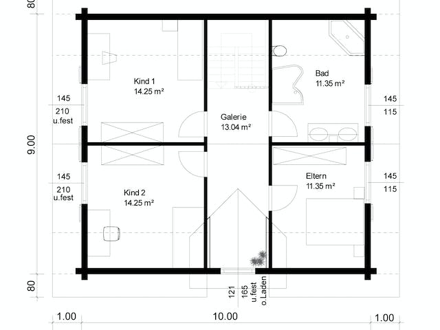 Blockhaus Steinheim von Rems-Murr-Holzhaus Schlüsselfertig ab 492000€, Satteldach-Klassiker Grundriss 2