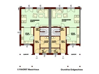 Massivhaus Stella E113/M115 von FAVORIT Massivhaus, Satteldach-Klassiker Grundriss 1