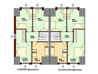 Massivhaus Stella E118/M122 von FAVORIT Massivhaus, Satteldach-Klassiker Grundriss 2