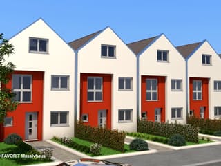 Massivhaus Stella E145/M150 von FAVORIT Massivhaus, Satteldach-Klassiker Außenansicht 1