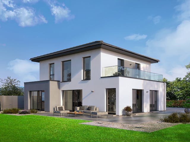 Fertighaus Klassiker CITY Gestaltungsidee GL 03 von STREIF Haus, Stadtvilla Außenansicht 1
