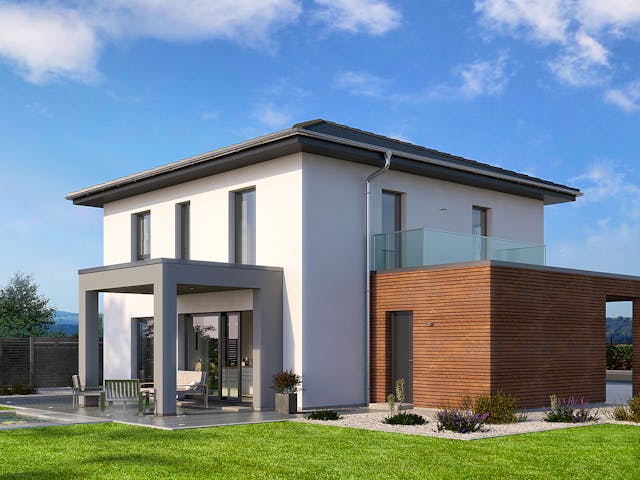 Fertighaus Klassiker CITY Gestaltungsidee GL 05 von STREIF Haus, Stadtvilla Außenansicht 1
