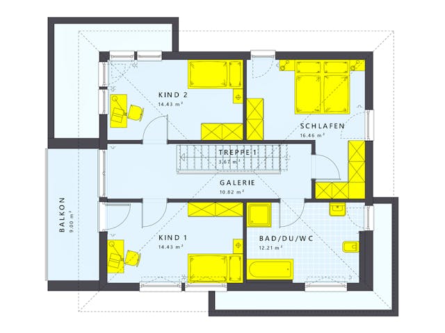 Fertighaus SUNSHINE 144 V6 von Living Fertighaus Schlüsselfertig ab 359468€, Stadtvilla Grundriss 2