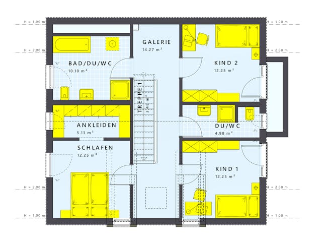 Fertighaus SUNSHINE 154 V3 von Living Fertighaus Schlüsselfertig ab 356612€, Satteldach-Klassiker Grundriss 2