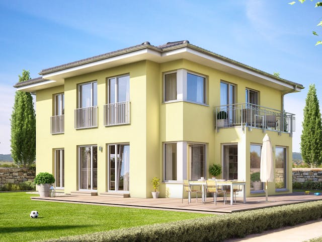 Fertighaus SUNSHINE 165 V6 von Living Fertighaus Schlüsselfertig ab 457603€, Stadtvilla Außenansicht 1