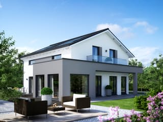 Fertighaus SUNSHINE 165 V4 von Living Fertighaus Schlüsselfertig ab 359488€, Satteldach-Klassiker Außenansicht 1