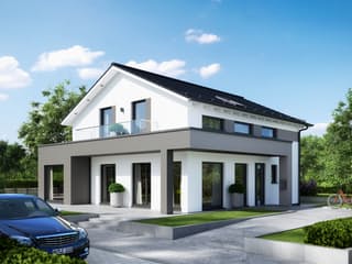 Fertighaus SUNSHINE 165 V4 von Living Fertighaus Schlüsselfertig ab 359488€, Satteldach-Klassiker Außenansicht 2