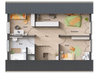 Massivhaus Bodensee 129 - Süd von Town & Country Haus Deutschland Schlüsselfertig ab 240750€, Grundriss 2