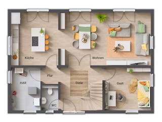 Massivhaus Landhaus 142 von Town & Country Haus Deutschland Schlüsselfertig ab 267250€, Satteldach-Klassiker Grundriss 2