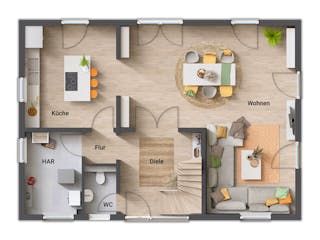 Massivhaus Landhaus 142 Modern von Town & Country Haus Deutschland Schlüsselfertig ab 267250€, Grundriss 1