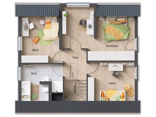 Massivhaus Lichthaus 121 von Town & Country Haus Deutschland Schlüsselfertig ab 236850€, Satteldach-Klassiker Grundriss 2