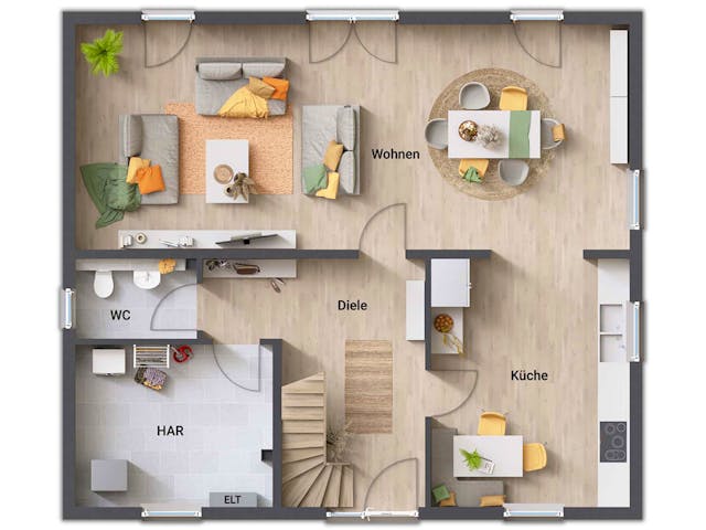 Massivhaus Mitwachshaus Flair 148 von Town & Country Haus Deutschland Schlüsselfertig ab 240750€, Grundriss 1